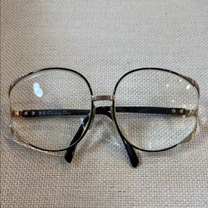 Christian Dior Women's Glasses with Gold Frame and Black Accents